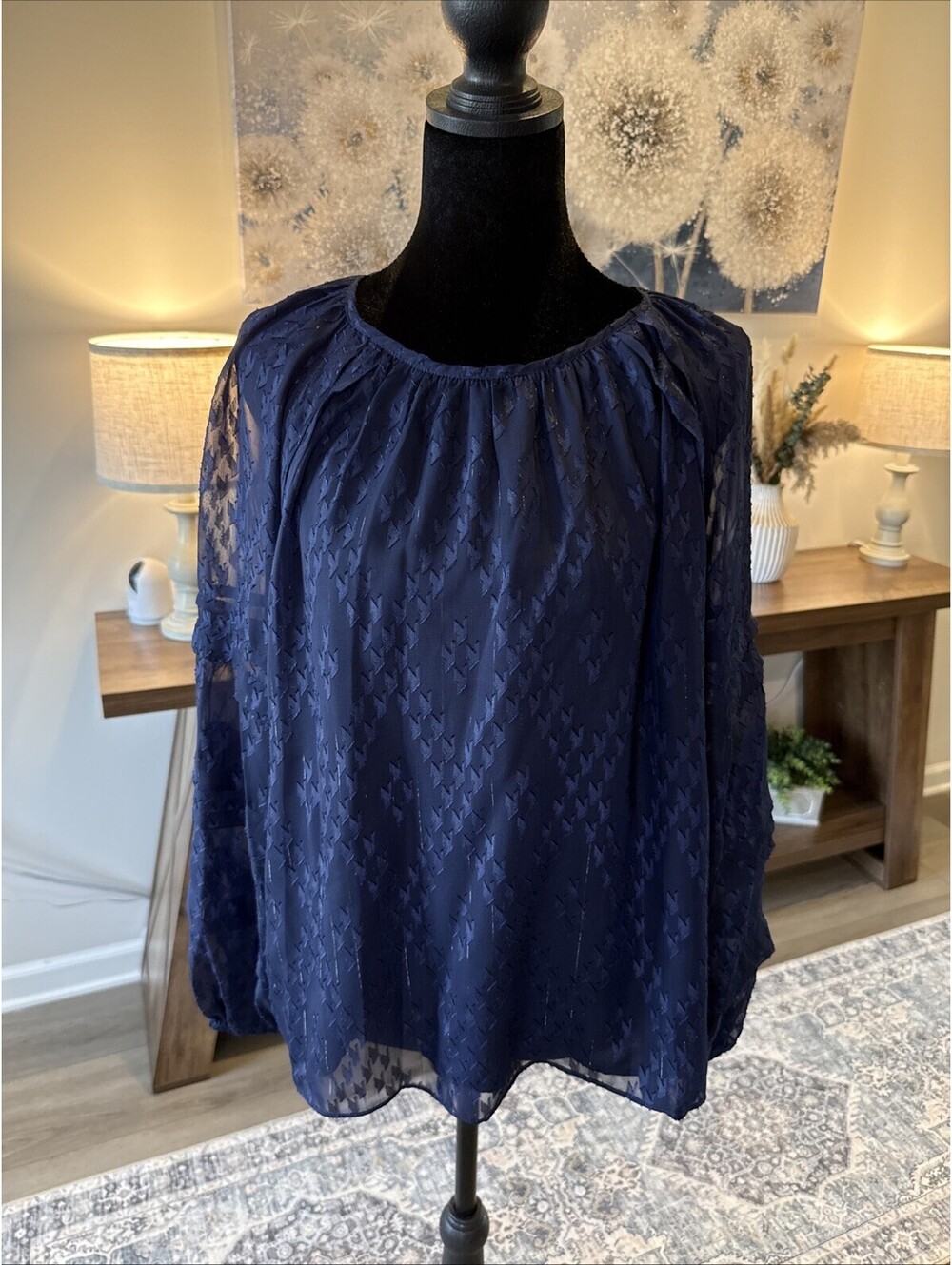 Philosophy Long Sleeve Blouse Navy Blue Size Small